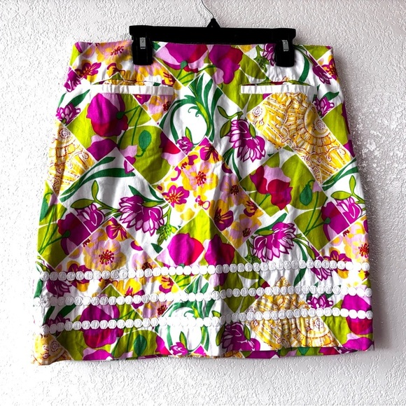 Lilly Pulitzer Roslyn Pink Yellow Mini Pencil Skirt Sz 6 - Picture 10 of 10